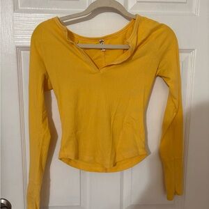 Free People Sunny Yellow Long Sleeve Top